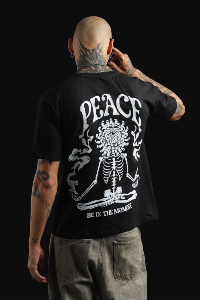 PEACE – Be in the Moment Oversized Black T-shirt