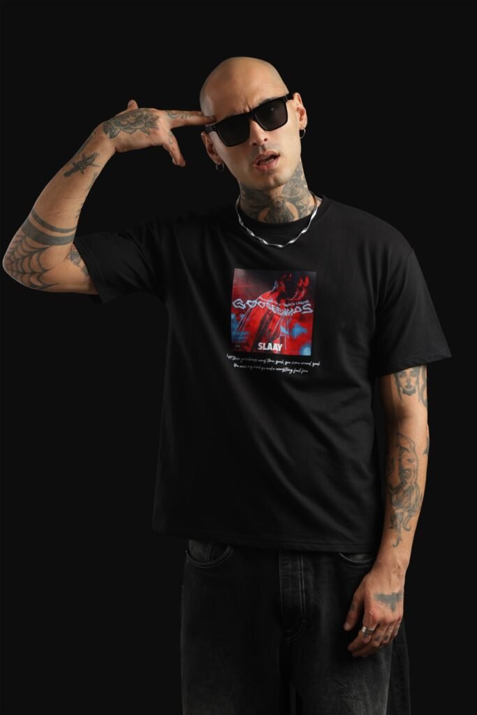 Travis Scott – Goosebumps Album Cover Oversized Black T-shirt